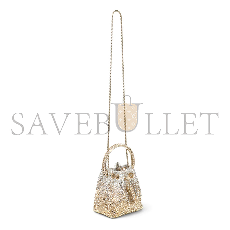 JIMMY CHOO BON BON GOLD SATIN CRYSTAL HANDBAG BONBONXDR (14*15*9.5cm)